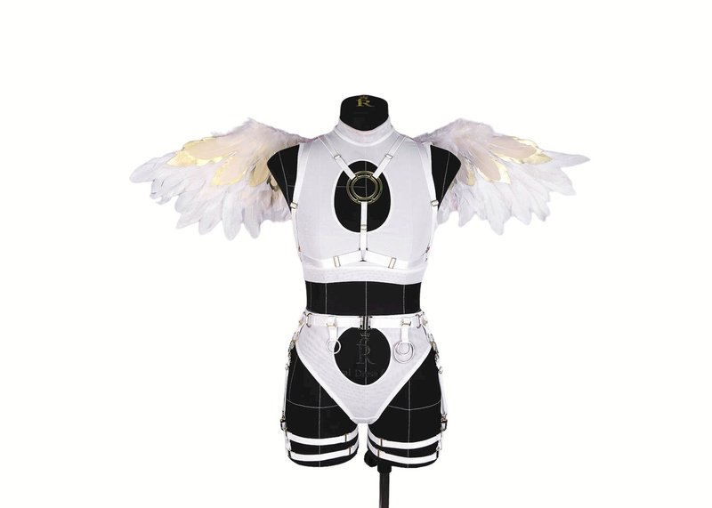Halo Harness and Lingerie Set White - 女內衣褲 - 其他材質 白色
