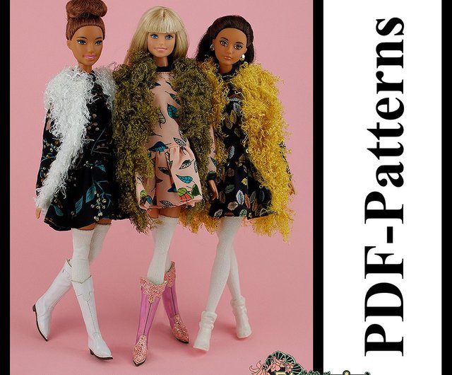 Digital】PDF Pattern Fur vest and dress 11 1/2 Fashion Royalty FR2 MTM  barbie Silkstone - Shop Elenpriv Logos & Patterns - Pinkoi