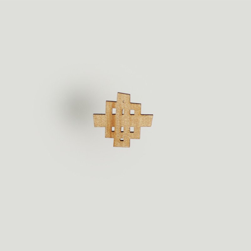 brooch waffle M / waffle brooch M size - Brooches - Wood 