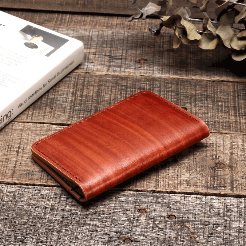 Crafted passport cover | wood grain brush-dyed vegetable tanned cow leather | multi-color - Passport Holders & Cases - Genuine Leather Brown