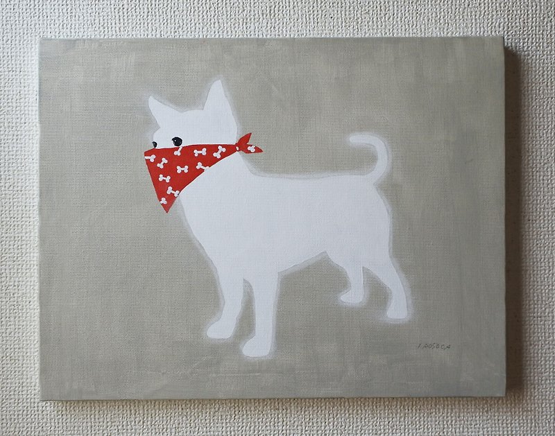 【IROSOCA】 Chihuahua Gang canvas painting F 6 size original picture - Posters - Other Materials White