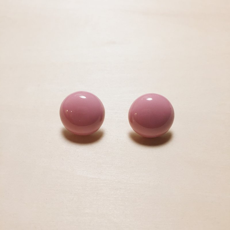 Vintage Showa Pink Maruko 18mm Earrings - ต่างหู - เรซิน สึชมพู