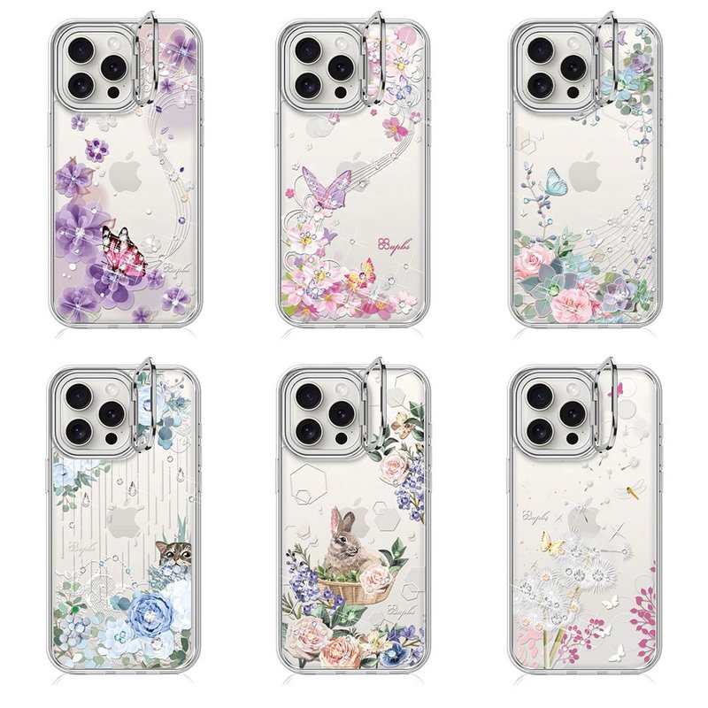 apbs iPhone 16 series military-standard anti-fall invisible stand crystal color diamond phone case-multiple pictures optional 2 - เคส/ซองมือถือ - วัสดุอื่นๆ หลากหลายสี