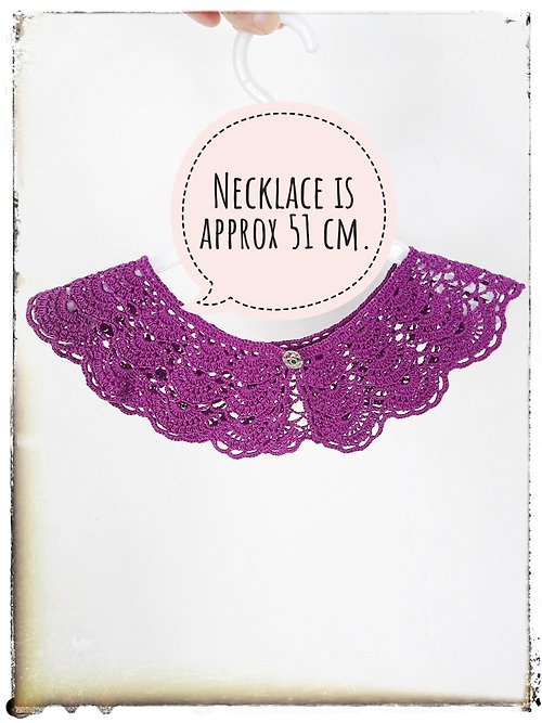Konkovochka Detachable lace collar for women Crochet decor for clothes Purple women collar