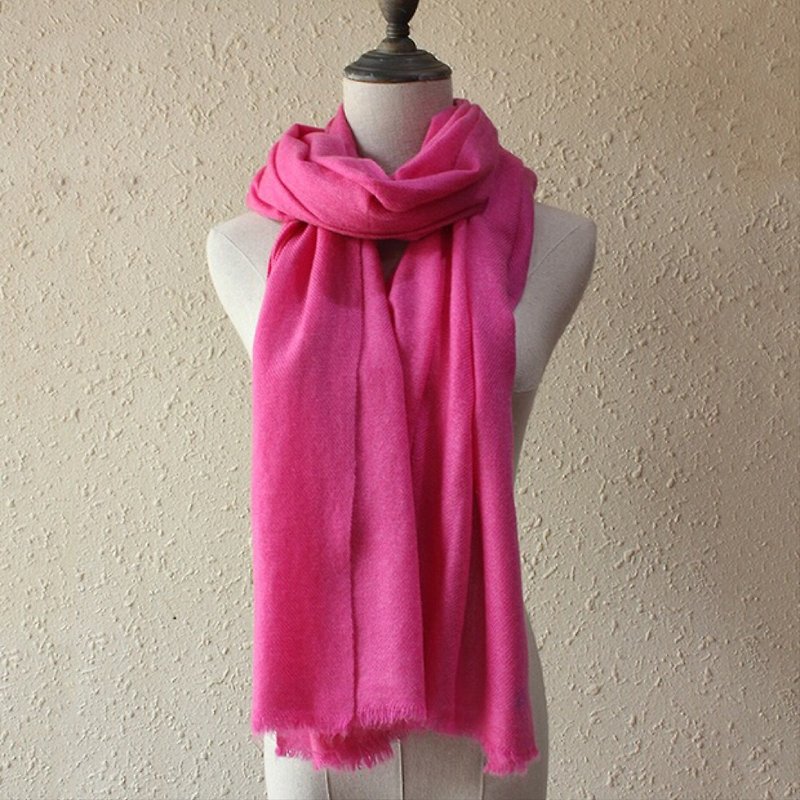 【限量】【Cashmere羊絨圍巾/披肩】深粉紅 厚款 尼泊爾 純手工 - 圍巾/披肩 - 羊毛 
