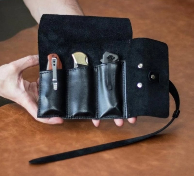 Leather pocket knife roll, pocket knife holder, Pocket knife pouch, Pocket knife - มีด - หนังแท้ หลากหลายสี