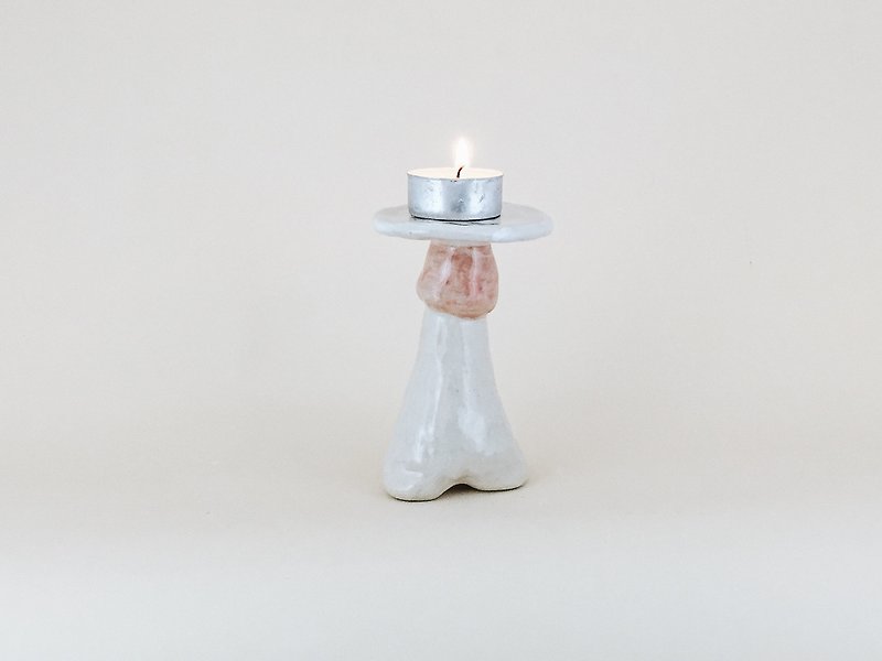 Mushroom candlestick - เทียน/เชิงเทียน - ดินเผา สีส้ม