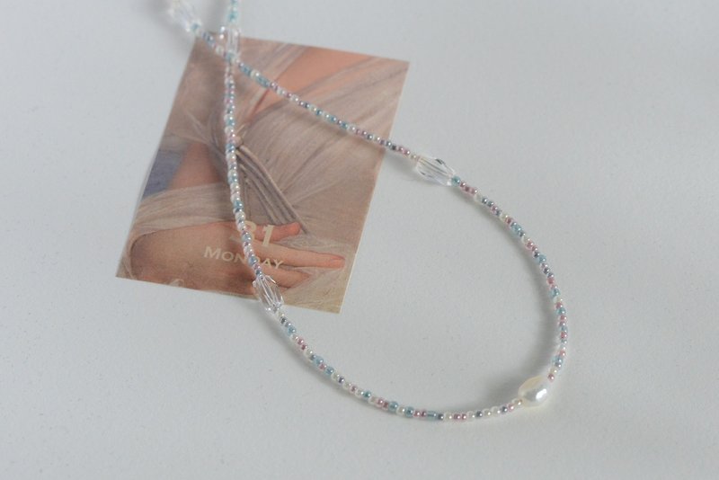 oil color short necklace besds freshwater pearl 14KGF - สร้อยคอ - วัสดุอื่นๆ หลากหลายสี