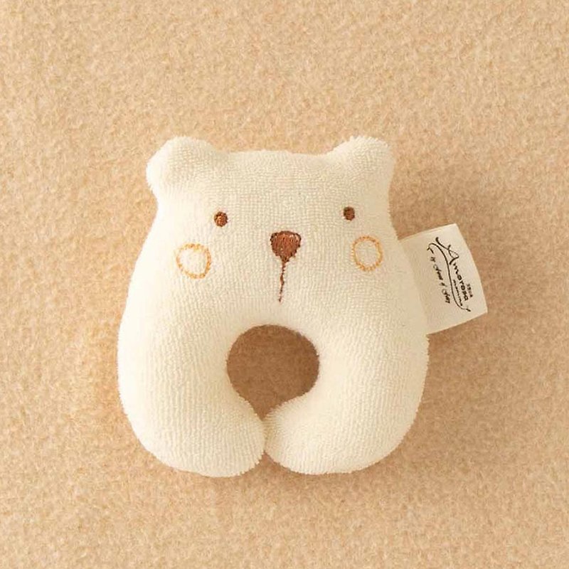 【Japan Amorosa Mamma Organic Cotton】Baby Rattle/Doll (Rice White Bear) - Kids' Toys - Cotton & Hemp 