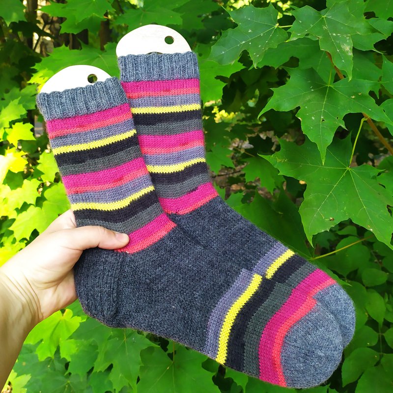 Handmade knitted womens socks/ Warm knitted accessory - Socks - Wool Multicolor