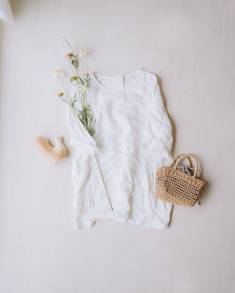 Wrinkle Cloud 3/4 Sleeve Breathable Top-Daydream - Women's Tops - Other Man-Made Fibers White