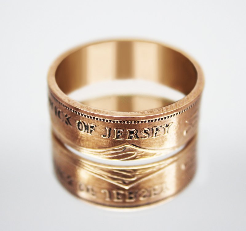 Jersey Coin Ring 2 pence 1981 Jersey, Jersey Ring Man, Ring From Jersey - 戒指 - 其他金屬 