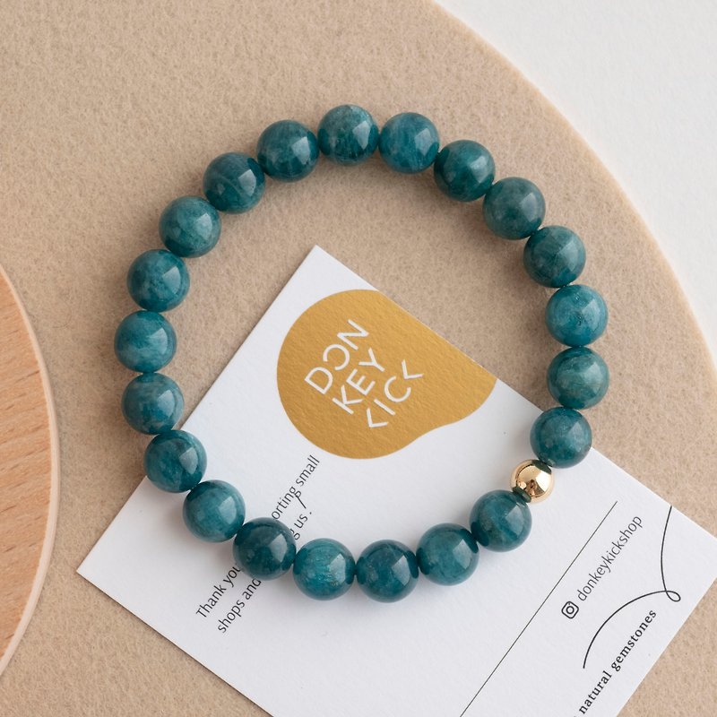 Teal Green Apatite genuine gemstones bracelet gift for her Birthday - Bracelets - Crystal Green