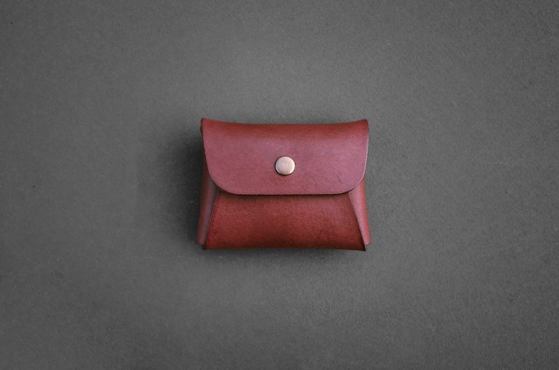 Hiker / Italian leather - classic purse (dark red) - stock supply - กระเป๋าใส่เหรียญ - หนังแท้ สีแดง
