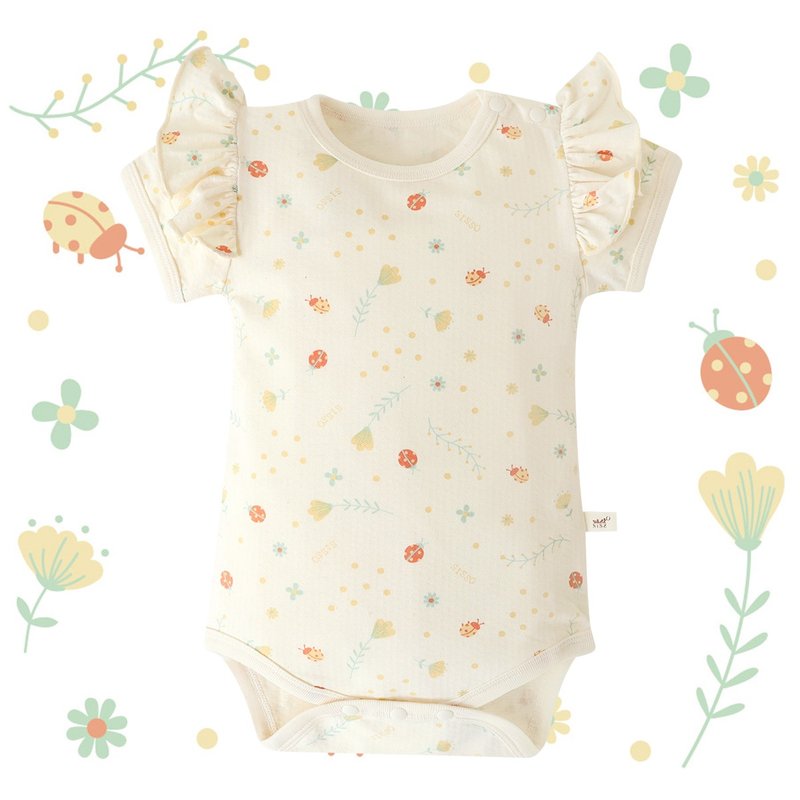 [SISSO Organic Cotton] Dancing Little Ladybug Cooling Onesies ML - Onesies - Cotton & Hemp White