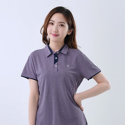 Globe Trotter 女款抗UV吸濕排汗機能格紋POLO衫 GS1036 (M-6L 大尺碼) /淺紫