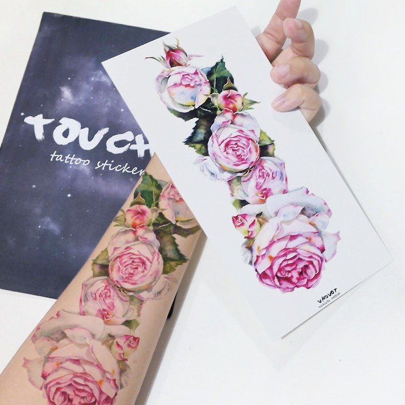 TU Tattoo Sticker - big rose / Tattoo / waterproof Tattoo / original / Floral arm - Temporary Tattoos - Paper Multicolor