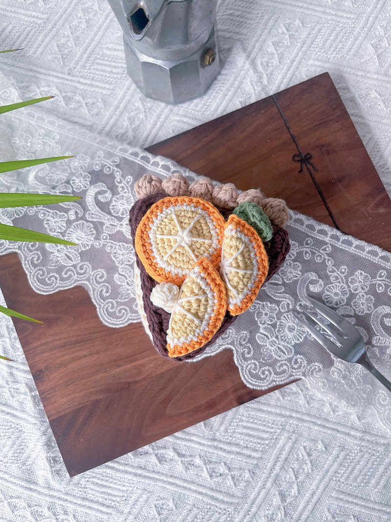 【Orange】Fruit tart fruit cake crochet pouches bag charms dangle - กระเป๋าเครื่องสำอาง - ผ้าฝ้าย/ผ้าลินิน สีส้ม