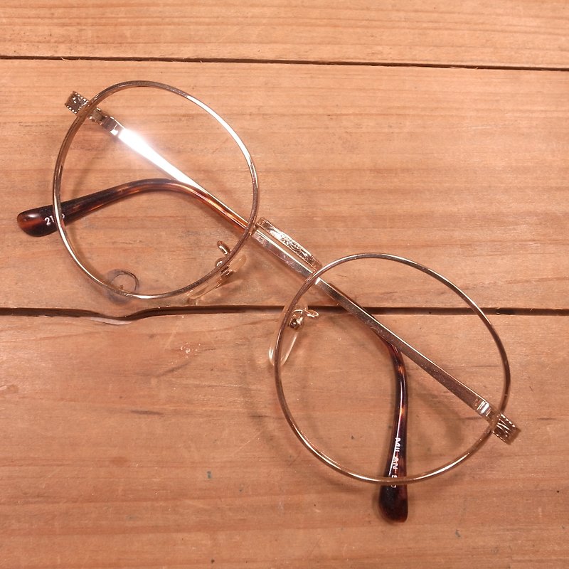 Old bone round frame metal frame Q vintage - Glasses & Frames - Other Metals Gold