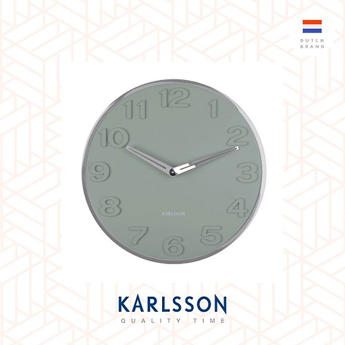 Ur Lifestyle 荷蘭Karlsson, wall clock New Original numbers green 凸數字