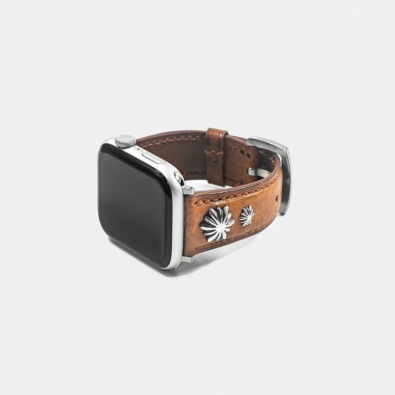 4-Heli Concho Apple Watch Strap(Brown)_Brown Stitch - Watchbands - Genuine Leather Black