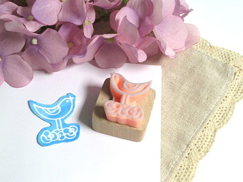 Apu handmade chapter cute flower small bird seal hand stamp - Stamps & Stamp Pads - Rubber 
