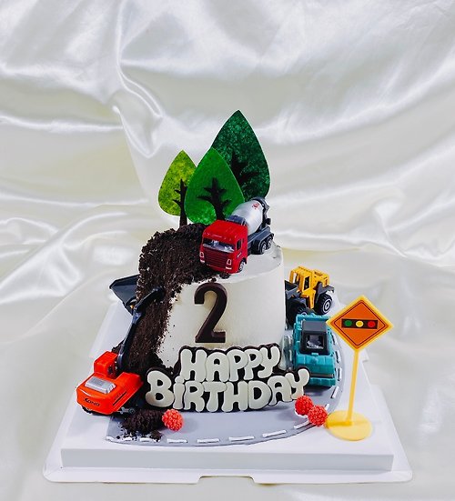GJ.cake 工程車隊 生日蛋糕 客製 卡通 翻糖 造型 周歲寶寶 4 6 8吋面交