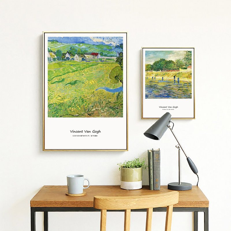 Van Gogh, Seine River and Auvers Scenery - Vertical - Hanging Paintings - Famous Paintings Series - Green - Posters - Cotton & Hemp Green