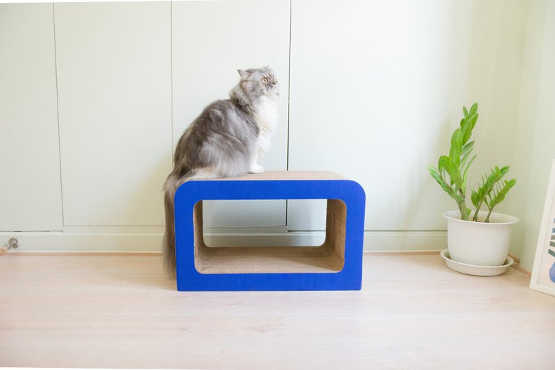 mini.c BLAU 猫爪とぎポスト、猫爪とぎ、猫ハウス、猫おもちゃ、猫家具 - おもちゃ - 紙 ブルー