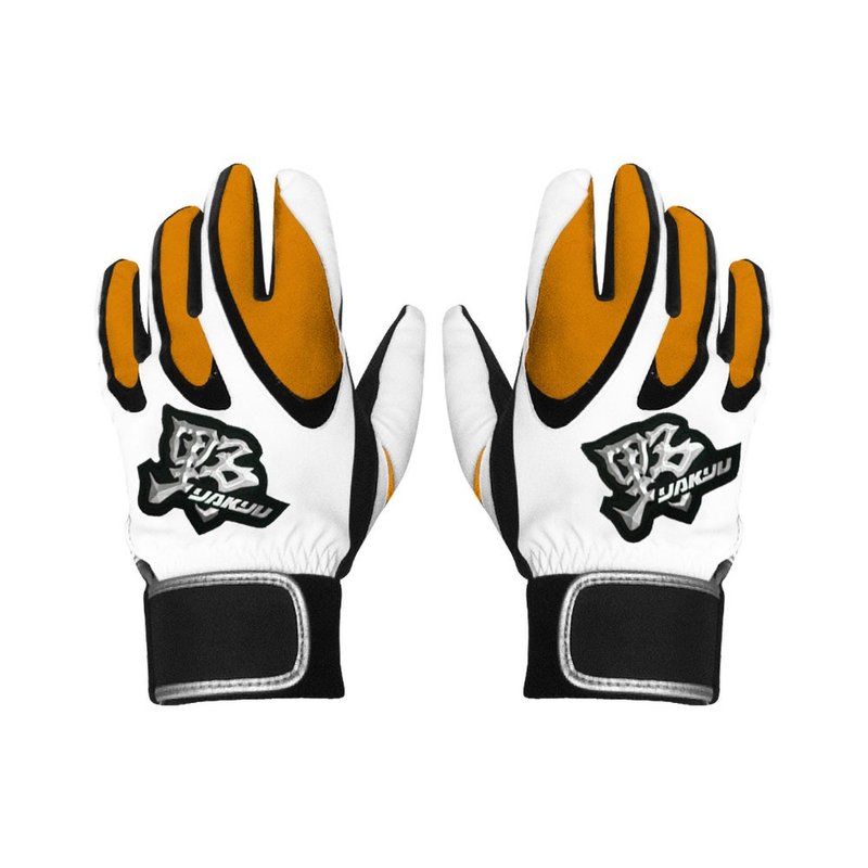 【YAKYU】Batting Gloves(1 Pair)Synthetic Leather - White/Orange - Fitness Accessories - Faux Leather Orange