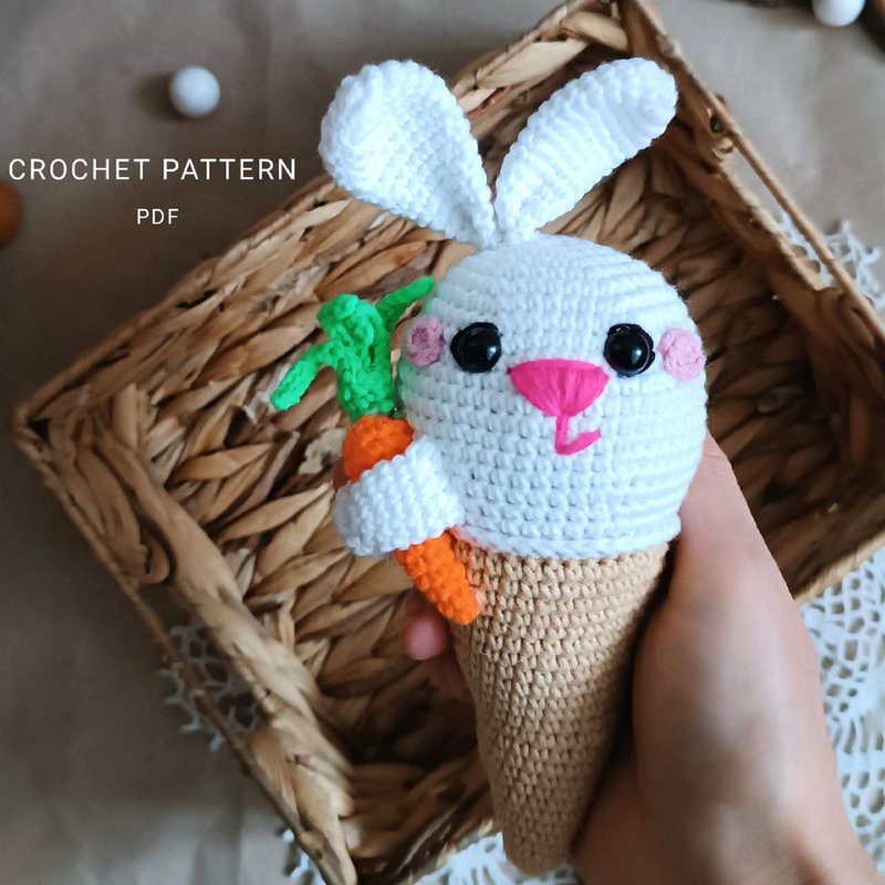 Crochet pattern bunny ice cream - 手工藝教學/工具書 - 其他材質 