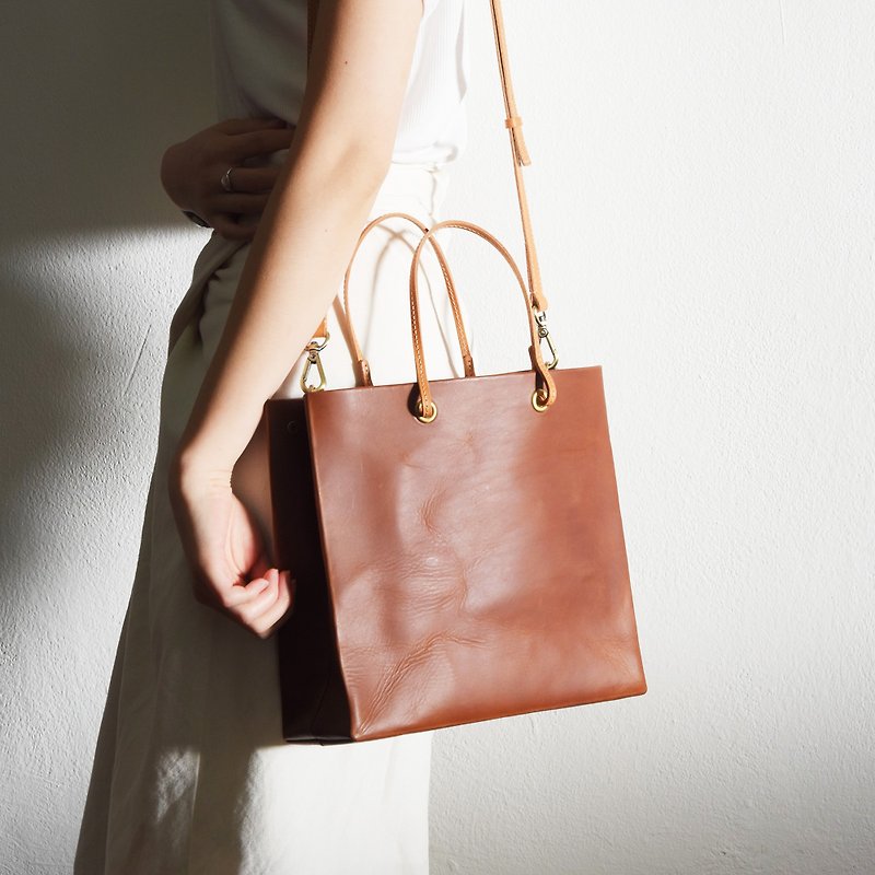 【From Seoul】 Paper Bag 3colors (vegetable leather shoulder bag) - Handbags & Totes - Genuine Leather 