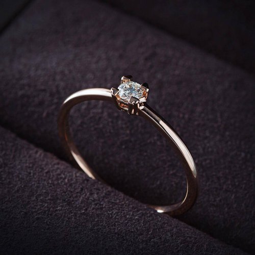 frankness 18k玫瑰金优雅简洁钻石戒指-玫瑰金/白金/钻戒/婚戒/定制化