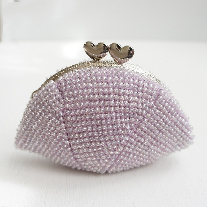 Ba-ba handmade Beads crochet coinpurse No.724 - กระเป๋าเครื่องสำอาง - วัสดุอื่นๆ สีม่วง