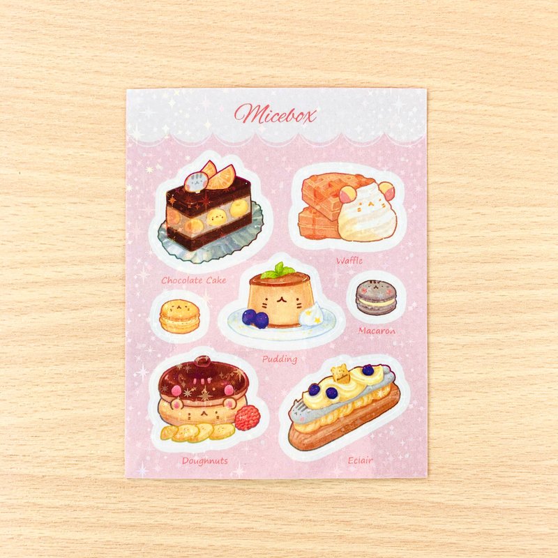 Pocket Sticker-Mouse and Mouse Dessert (Pink) - Stickers - Paper Pink