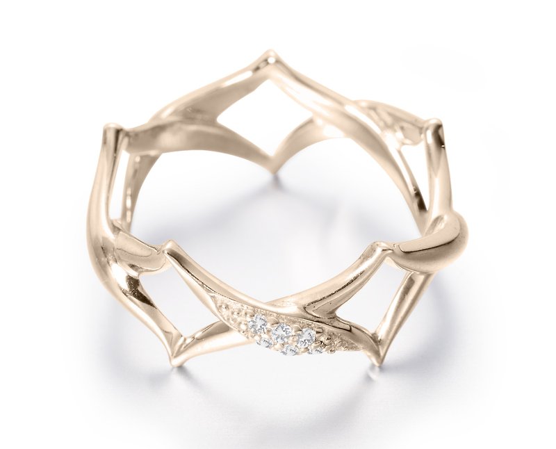 Yellow Gold Dipped Sterling Silver Diamond Ring for Her, Promise Ring for Women - แหวนคู่ - เพชร สีทอง