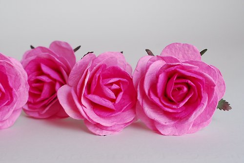 makemefrompaper Paper Flower, 10 DIY pieces mulberry big rose size 7.0 cm., pink 2 tone colors.