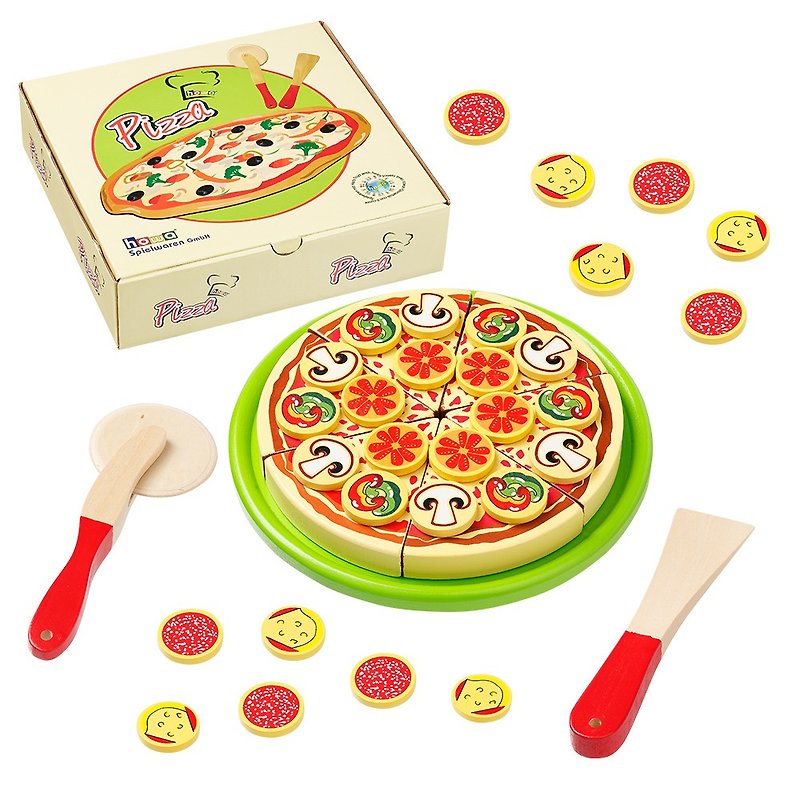 ピザはすべてをカットします。木製プレイアクセサリーセット - 知育玩具・ぬいぐるみ - 木製 多色