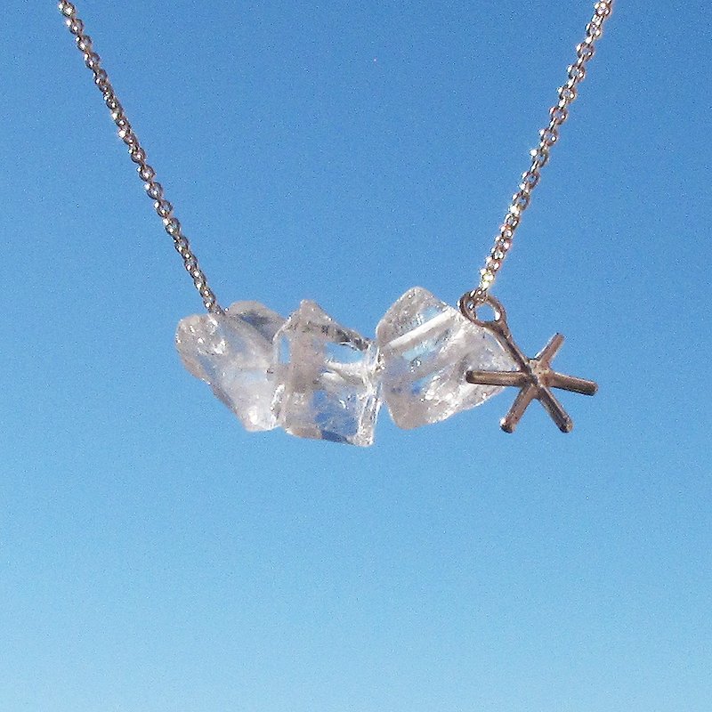 Limited - Sugar White snowflake quartz sterling silver necklace - Necklaces - Sterling Silver Silver