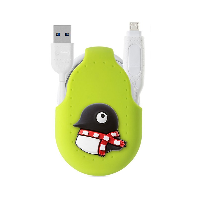 Bone / Two-in-one double-head transmission line (Type-C)-Penguin Maru 【Android】 - Other - Silicone Green