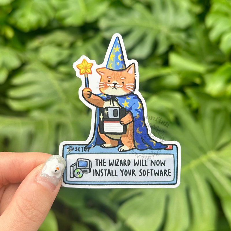 wizard cat software install sticker - Stickers - Paper 