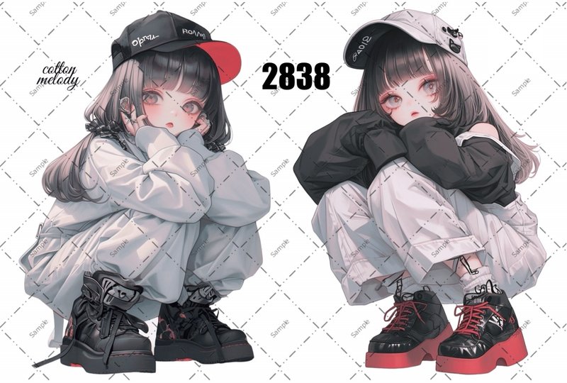 original sticker no.2838 人物ステッカー オリジナルステッカー オリジナル人物ステッカー 装飾ステッカー cotton melody - 貼紙 - 紙 