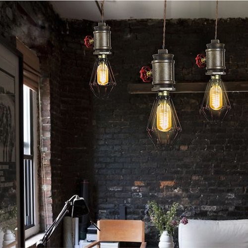 Find Joy 工業風籠罩吊燈復古吊燈北歐簡約家居餐廳裝飾水管燈