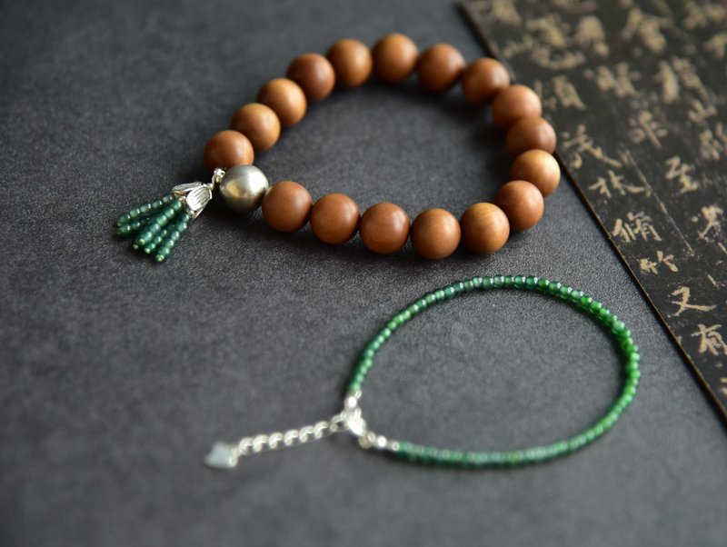 [Qinglu] Natural A-grade Guatemalan jadeite color material ultra-thin bracelet - สร้อยข้อมือ - หยก สีเขียว