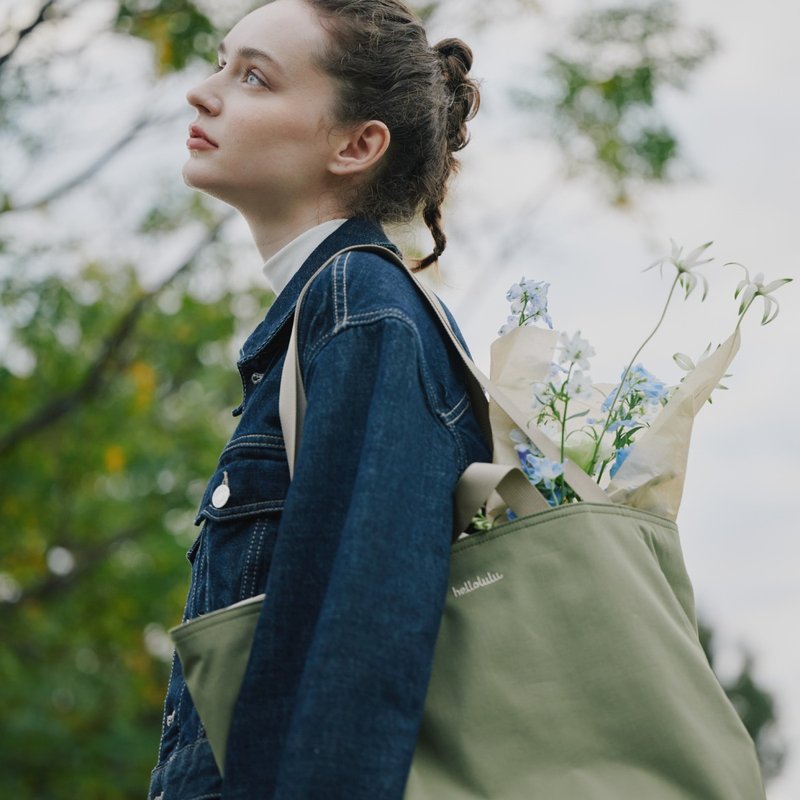 リバーシブルバイカラーショルダー トートバッグ JAKE ECO 軽量トートバッグ (ブライトオリーブグリーン/ヘンプ) - トートバッグ・ハンドバッグ - ポリエステル 多色