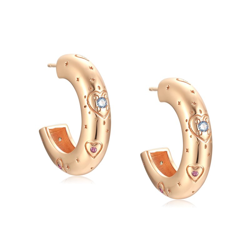 Chunky Hoop Gold/Silver Earrings - Carol - Earrings & Clip-ons - Copper & Brass Gold