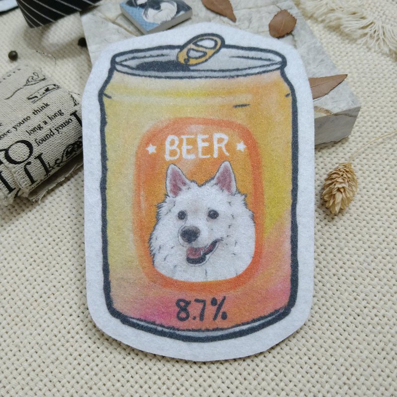 狐狸犬-啤酒-不織布杯墊-吸水杯墊 - 杯墊 - 聚酯纖維 