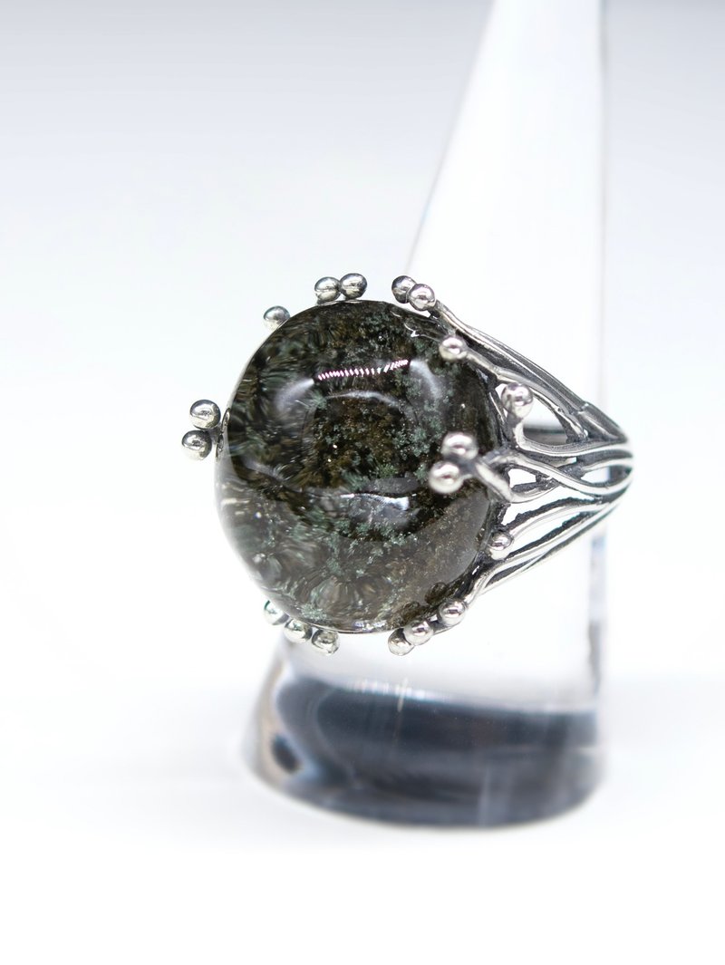 天然綠幽靈水晶 銀戒指 活口圈可調節 - 戒指 - 水晶 