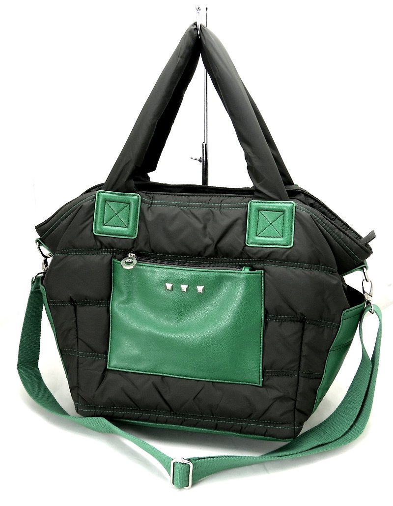 Easy life light nylon inter-cotton dual-use bag (handle bag/shoulder bag) ---- Safari army green - Handbags & Totes - Polyester Green