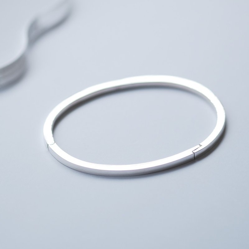 幅3mm ミニマル シンプル バングル シルバー925 - 手鍊/手環 - 其他金屬 灰色
